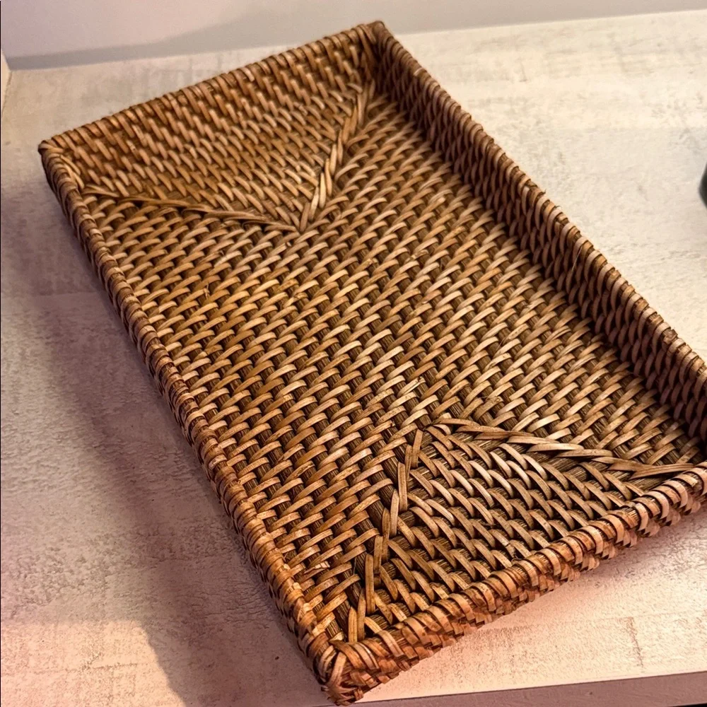 Woven Rattan Bath Tray - Brown